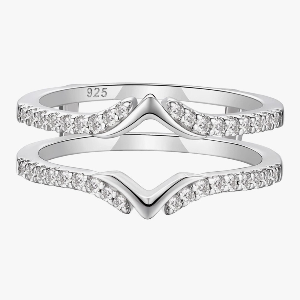 Sterling Silver and Cubic Zirconia Huggie Ring/Ring Enhancer